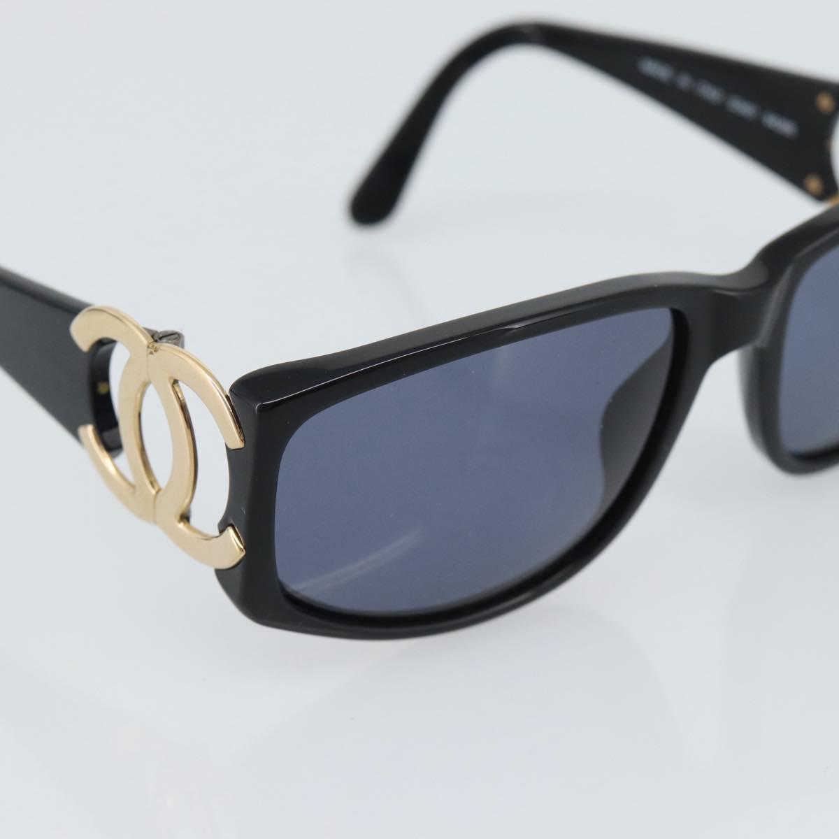 CHANEL COCO Mark Sunglasses plastic Black CC Auth 186158M