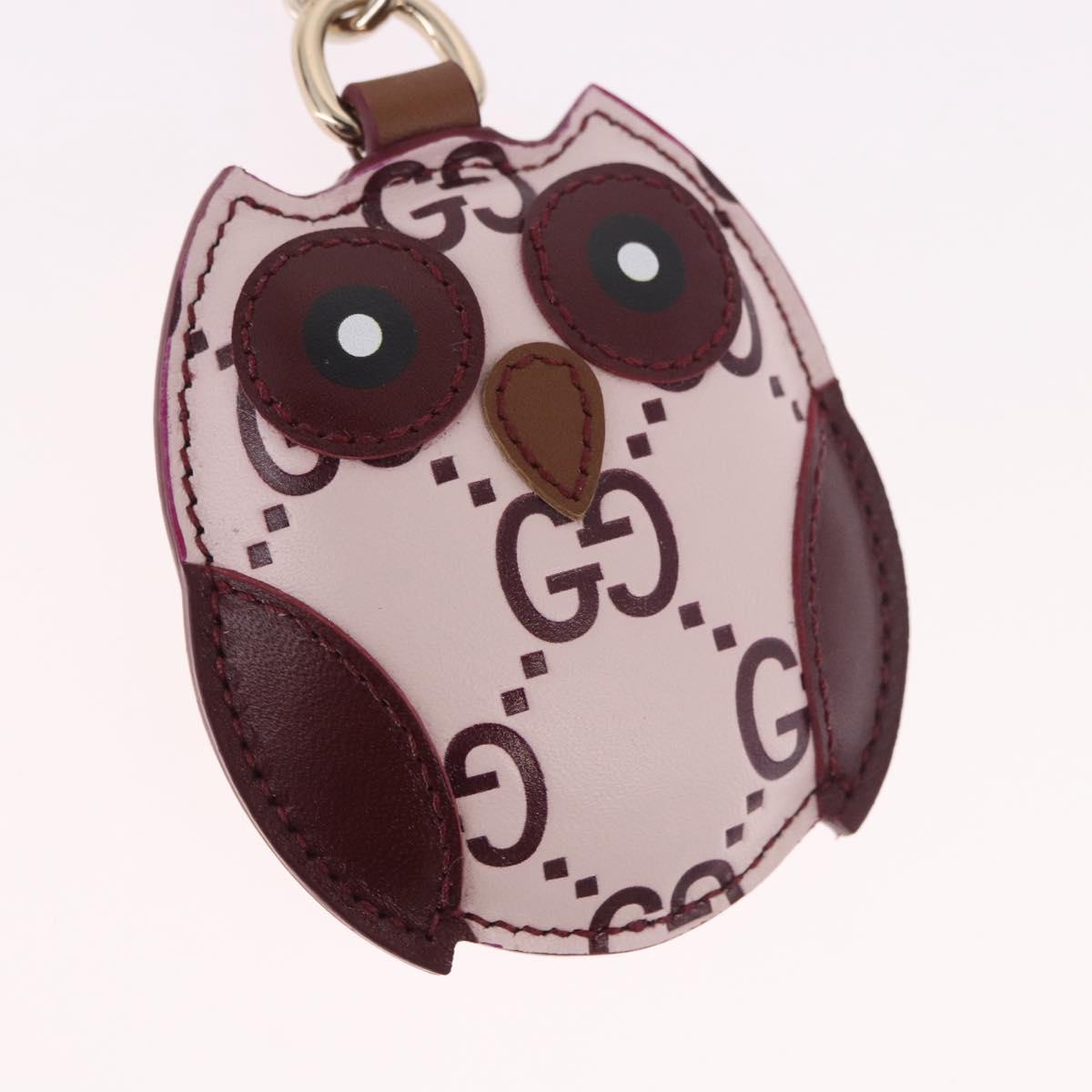 GUCCI Guccissima GG Canvas Owl Shaped Bag Charm Leather Pink 821813 Auth 186160M