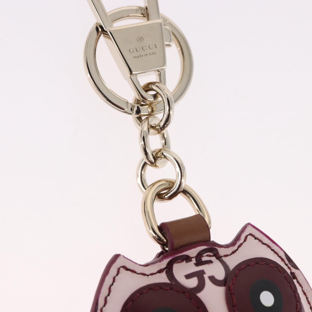 GUCCI Guccissima GG Canvas Owl Shaped Bag Charm Leather Pink 821813 Auth 186160M