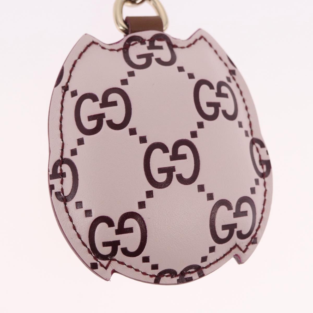 GUCCI Guccissima GG Canvas Owl Shaped Bag Charm Leather Pink 821813 Auth 186160M