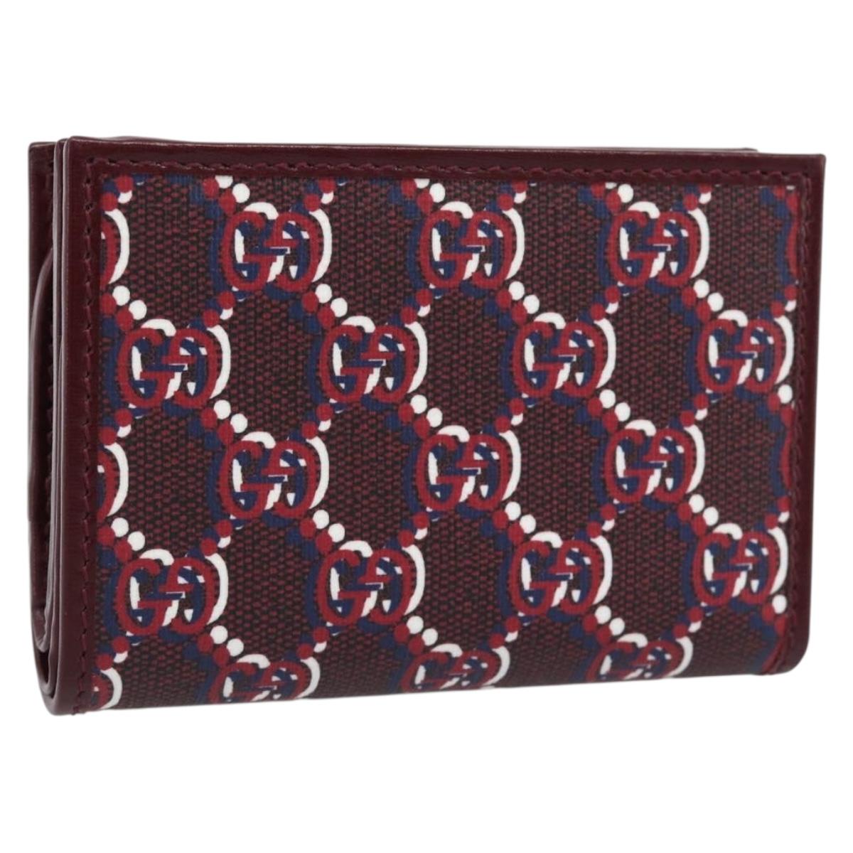 GUCCI GG Supreme Wallet PVC Red Gold 795060 Auth 186161M