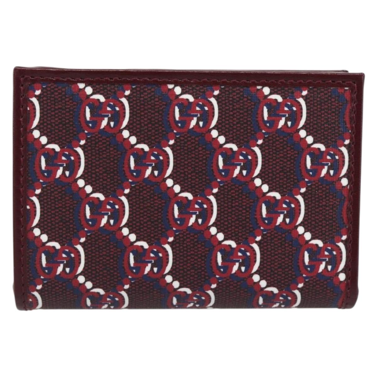 GUCCI GG Supreme Wallet PVC Red Gold 795060 Auth 186161M
