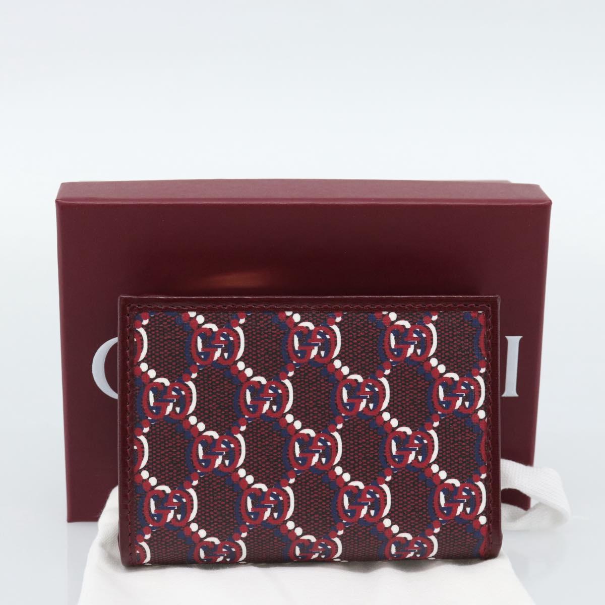GUCCI GG Supreme Wallet PVC Red Gold 795060 Auth 186161M