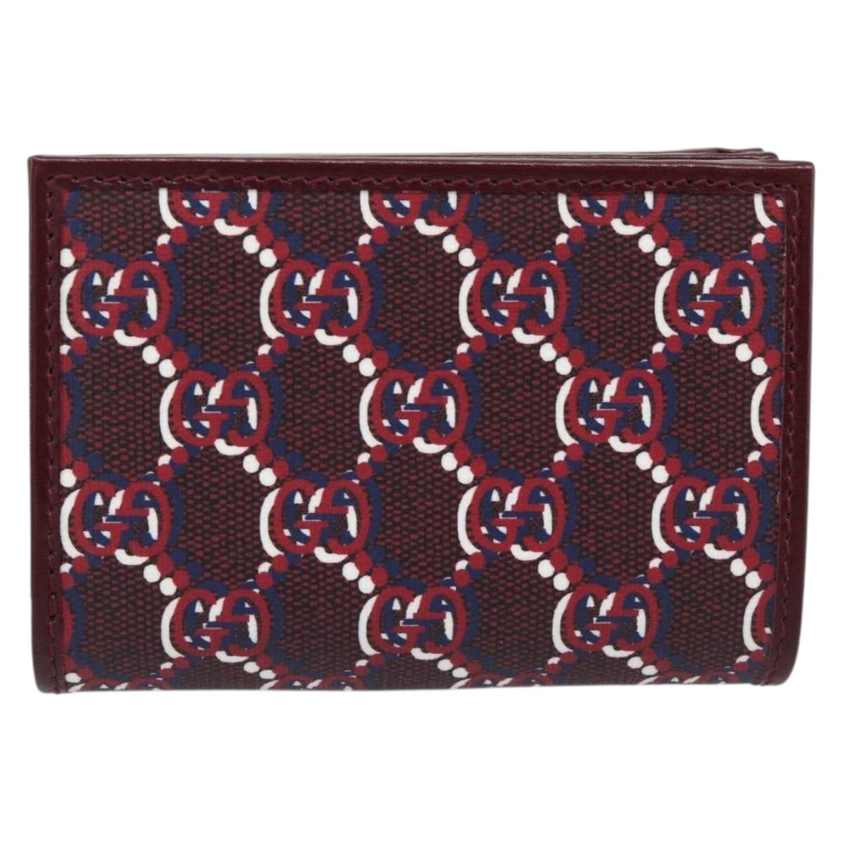 GUCCI GG Supreme Wallet PVC Red Gold 795060 Auth 186161M