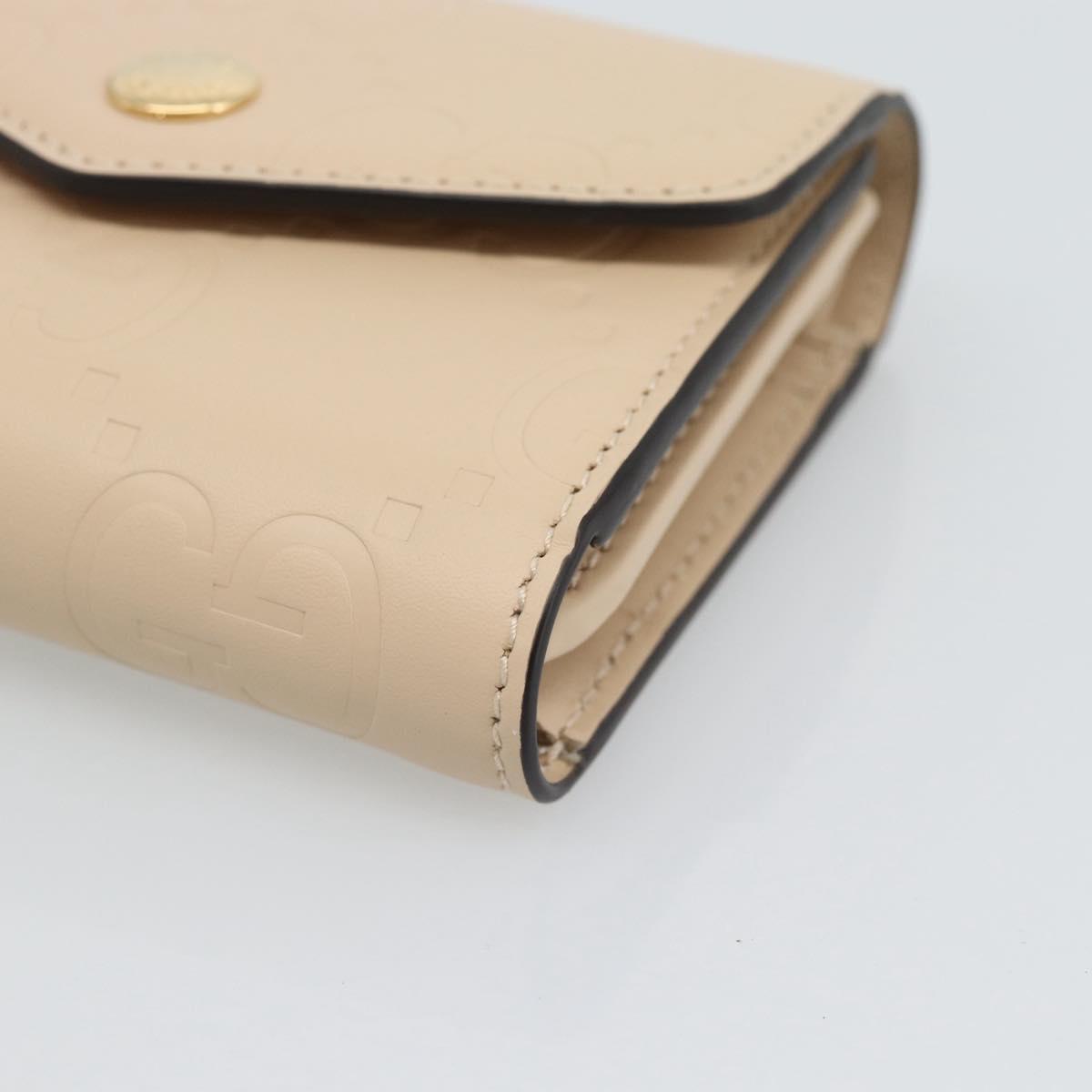 GUCCI GG Canvas Guccissima Wallet Leather Ivory Gold 772793 Auth 186162M