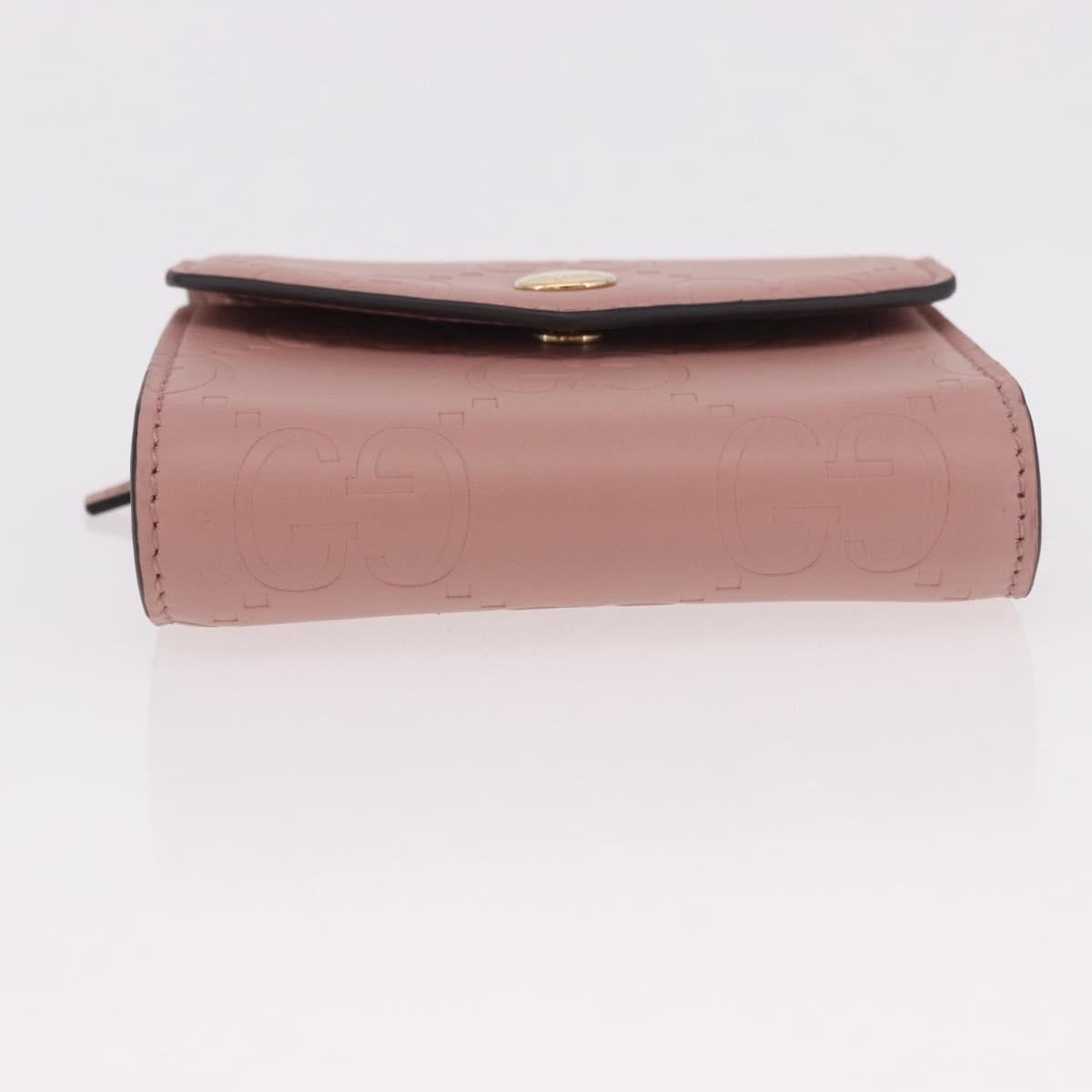 GUCCI GG Canvas Guccissima Wallet Leather Pink Gold 772793 Auth 186163M