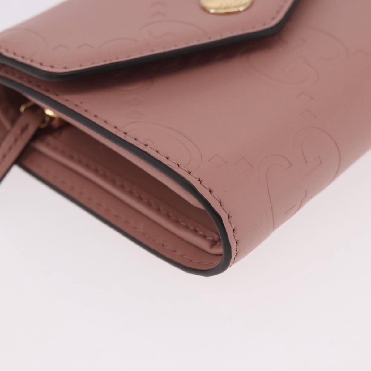 GUCCI GG Canvas Guccissima Wallet Leather Pink Gold 772793 Auth 186163M