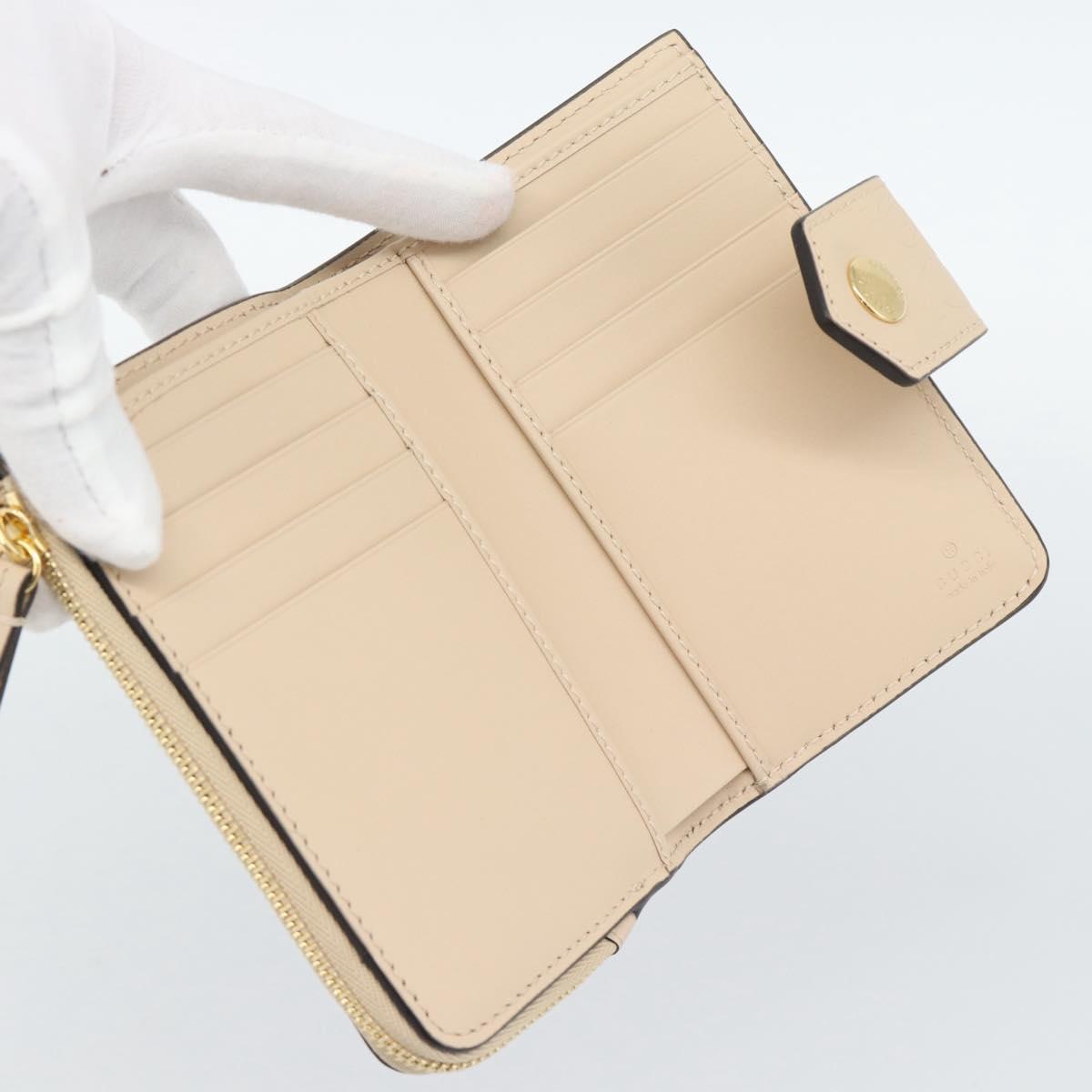 GUCCI GG Canvas Guccissima Wallet Leather Beige Gold 790131 Auth 186164M