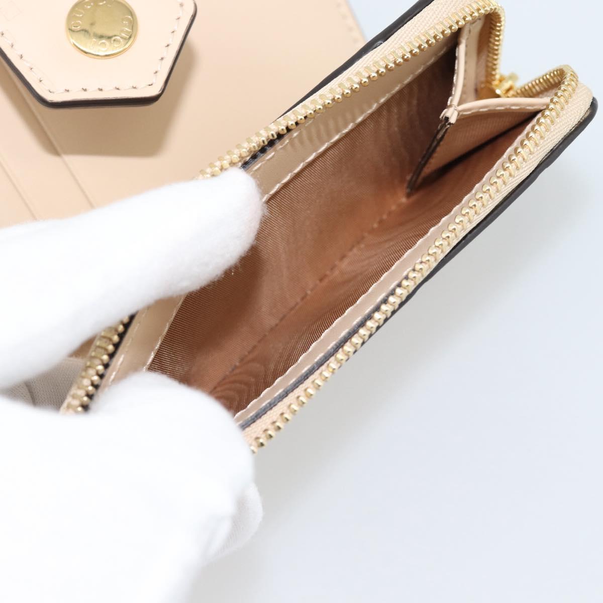 GUCCI GG Canvas Guccissima Wallet Leather Beige Gold 790131 Auth 186164M