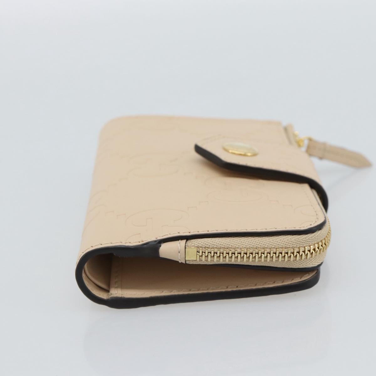 GUCCI GG Canvas Guccissima Wallet Leather Beige Gold 790131 Auth 186164M