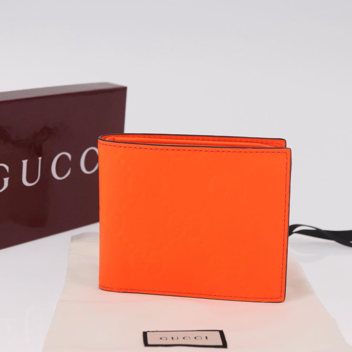 GUCCI GG Canvas Guccissima Wallet Leather Orange 771309 Auth 186167M