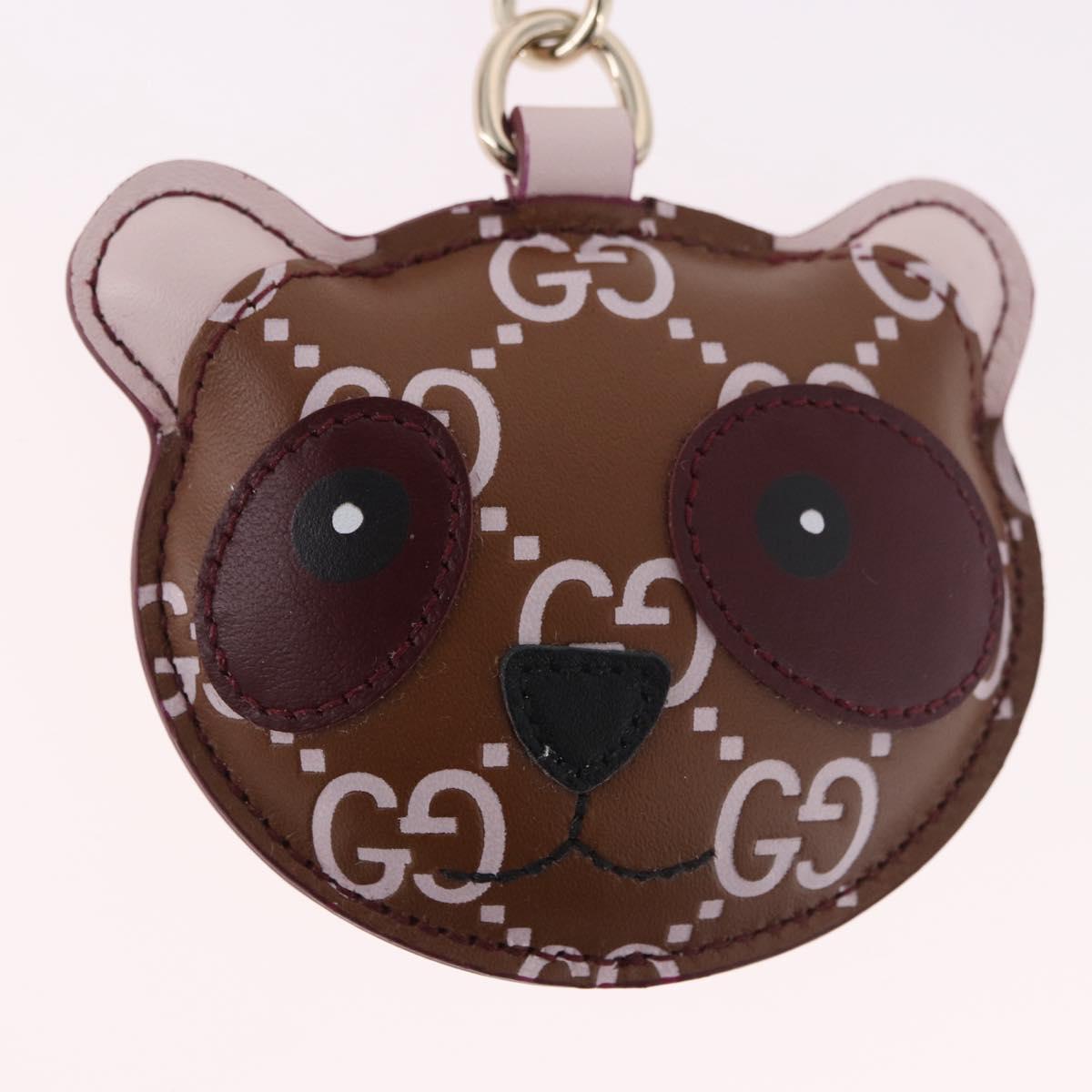 GUCCI Guccissima Panda GG Canvas Key Ring Leather Brown Auth 186168M