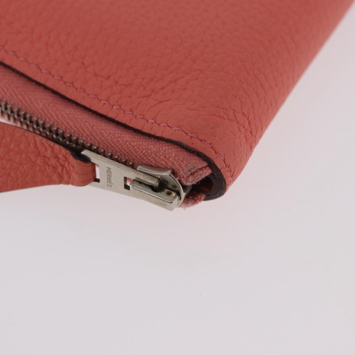 HERMES Azap Compact Wallet Leather Pink Silver Auth 186172M