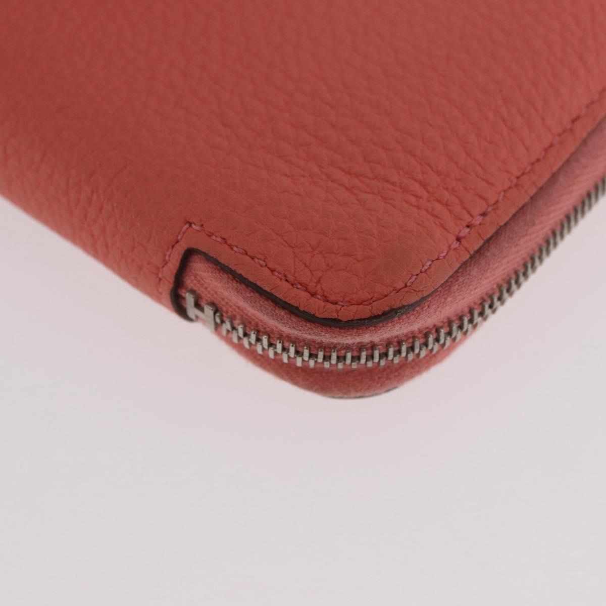 HERMES Azap Compact Wallet Leather Pink Silver Auth 186172M