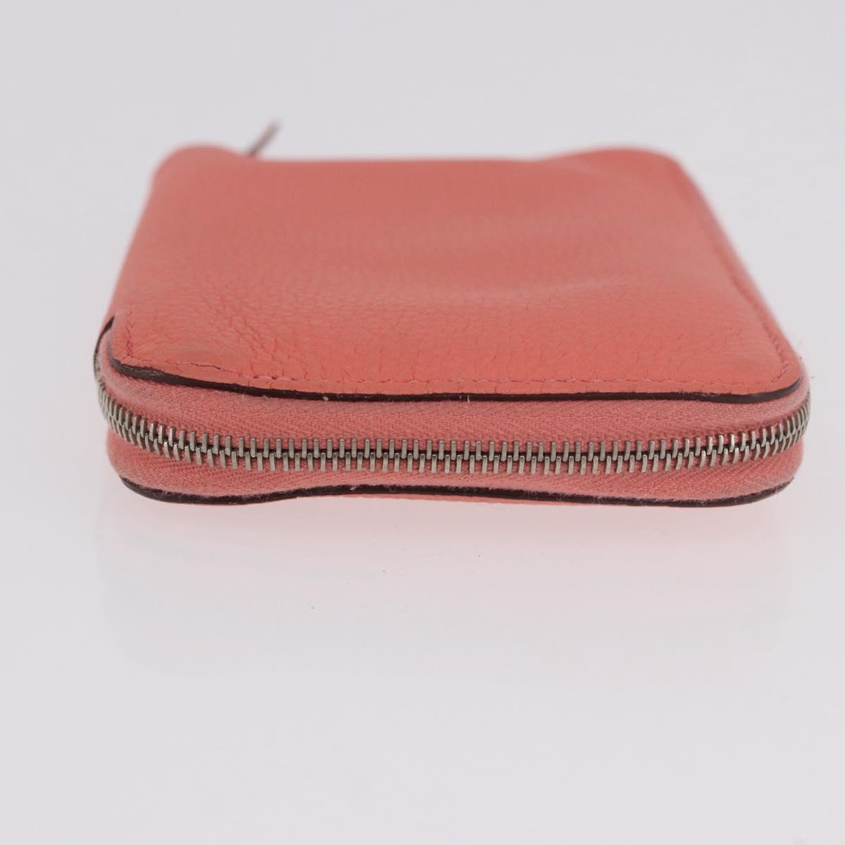 HERMES Azap Compact Wallet Leather Pink Silver Auth 186172M