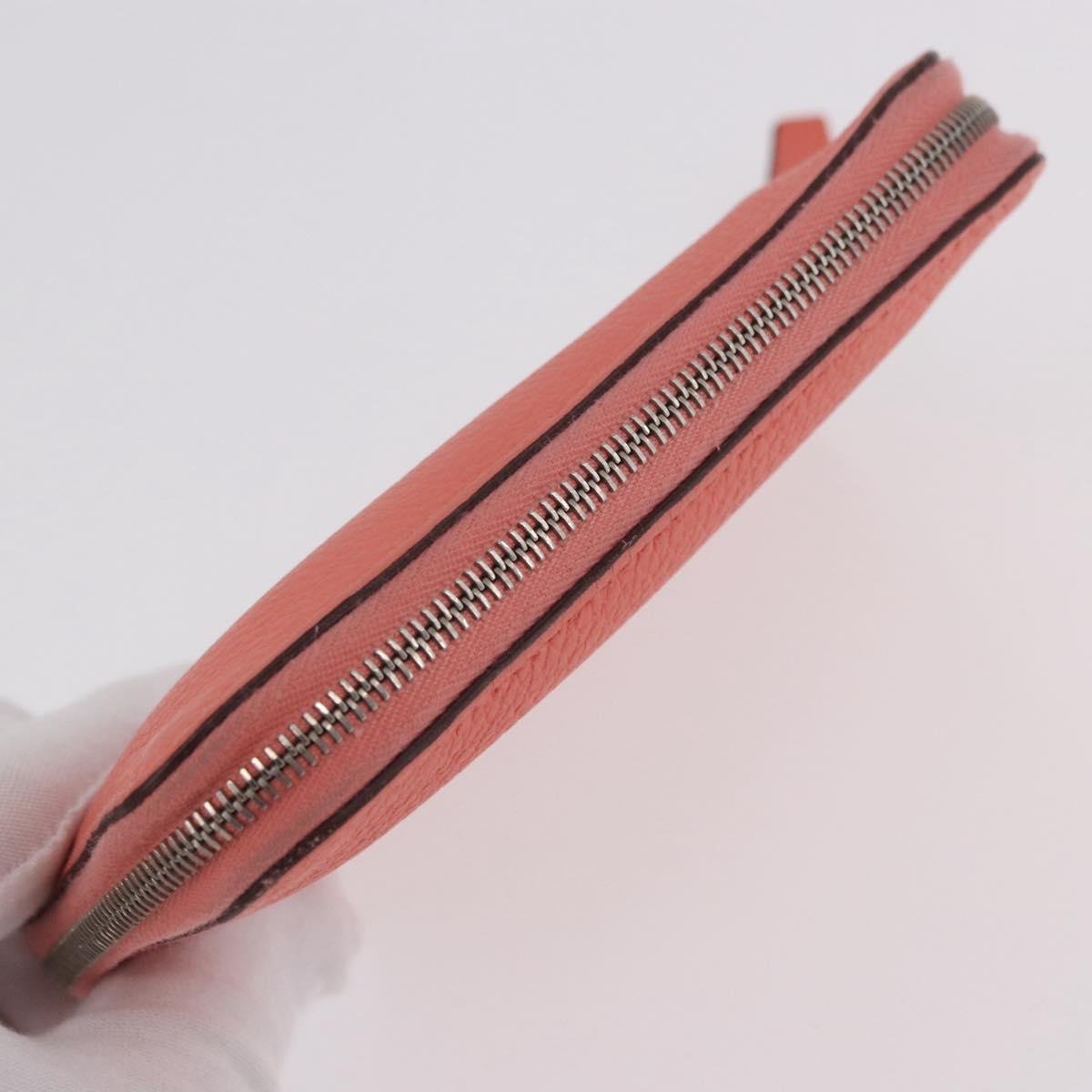 HERMES Azap Compact Wallet Leather Pink Silver Auth 186172M