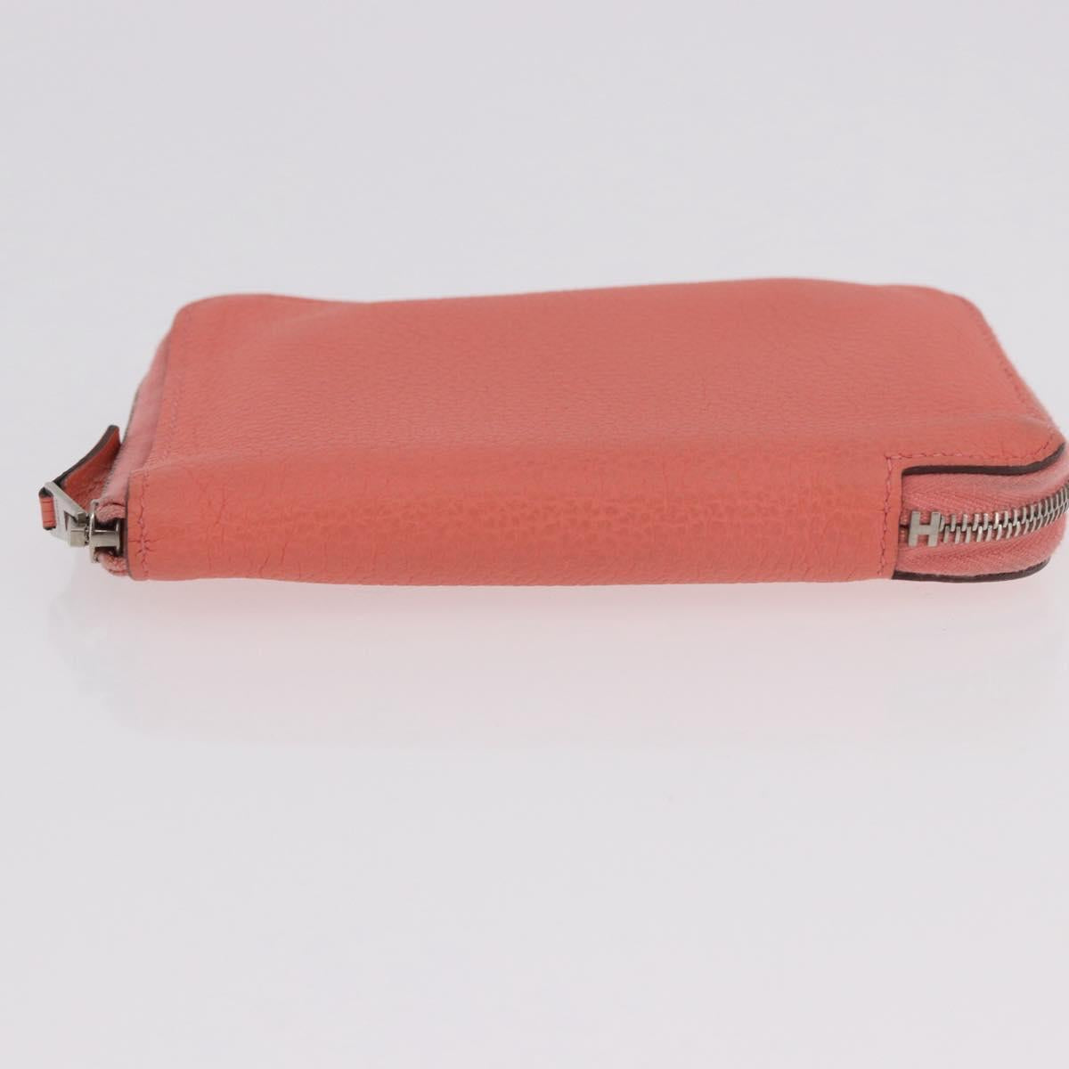 HERMES Azap Compact Wallet Leather Pink Silver Auth 186172M