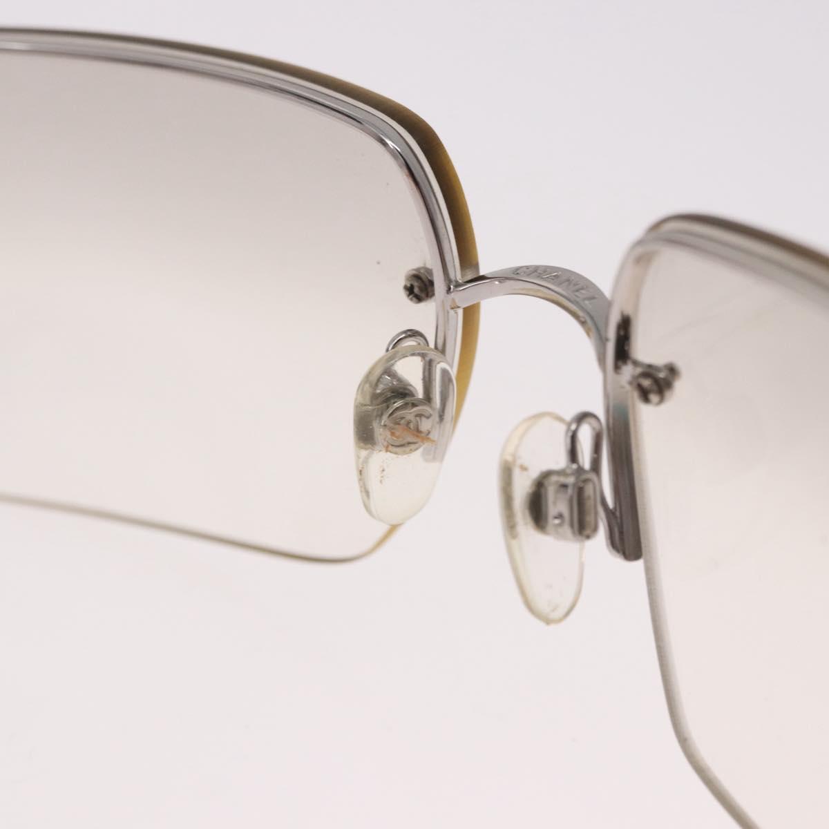 CHANEL COCO Mark Sunglasses metal Silver tone CC Auth 186173M