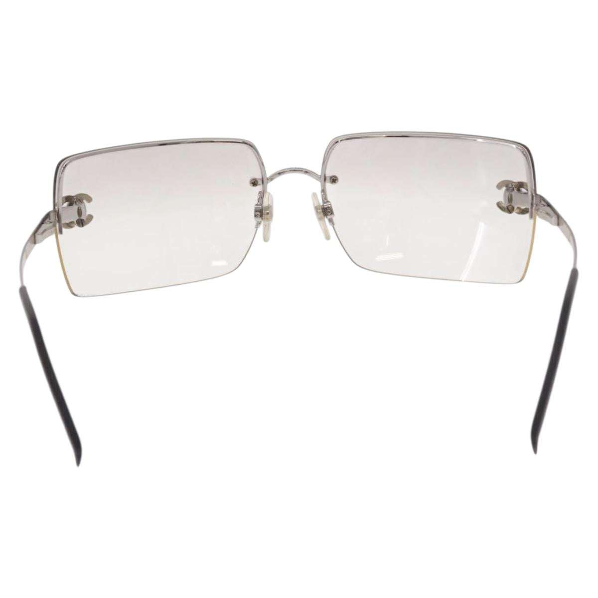 CHANEL COCO Mark Sunglasses metal Silver tone CC Auth 186173M