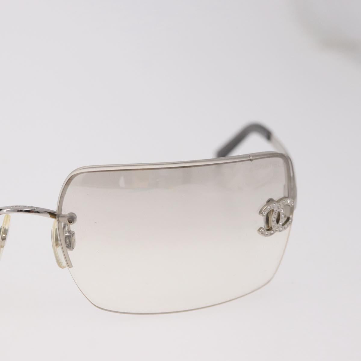 CHANEL COCO Mark Sunglasses metal Silver tone CC Auth 186173M