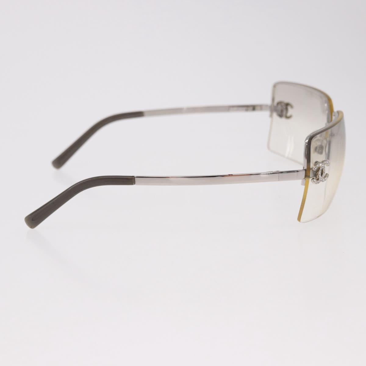 CHANEL COCO Mark Sunglasses metal Silver tone CC Auth 186173M