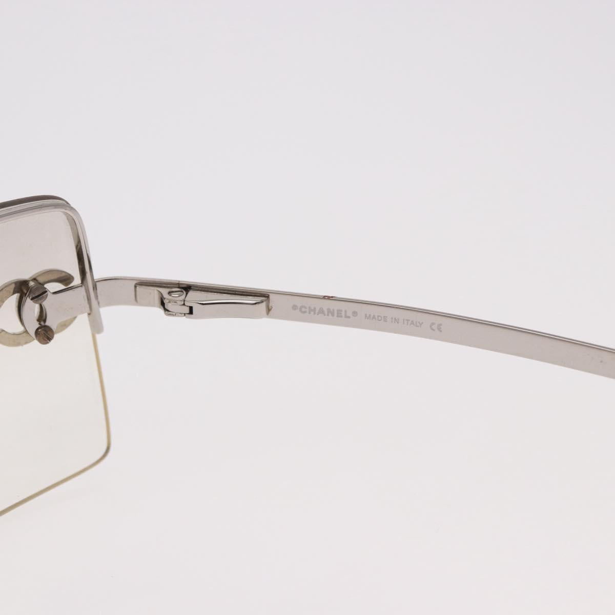 CHANEL COCO Mark Sunglasses metal Silver tone CC Auth 186173M