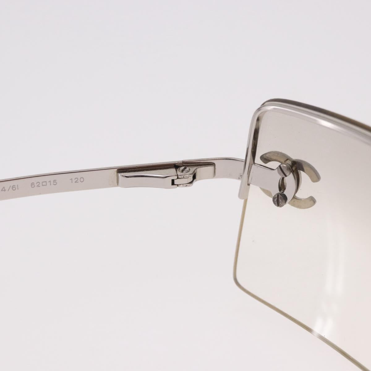 CHANEL COCO Mark Sunglasses metal Silver tone CC Auth 186173M