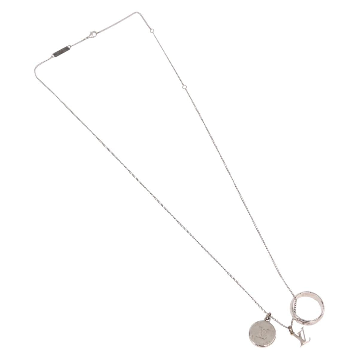 LOUIS VUITTON Ring Necklace metal Silver M62485 LV Auth 186175