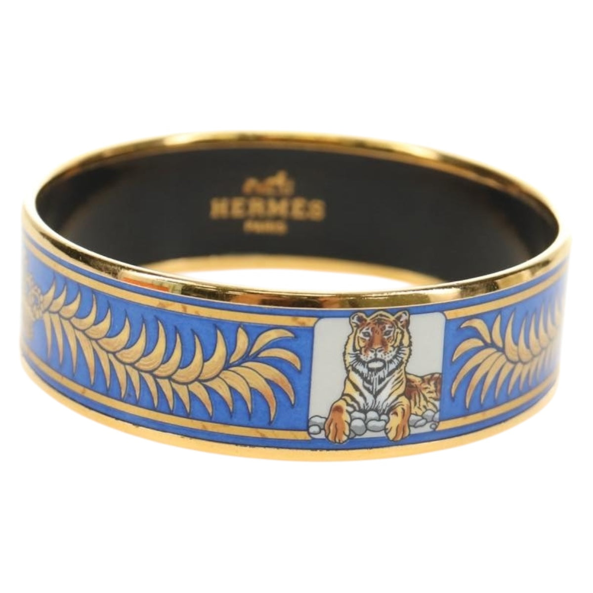 HERMES Cloisonne Emilel GM Bracelet metal Gold Tone Auth 186179M