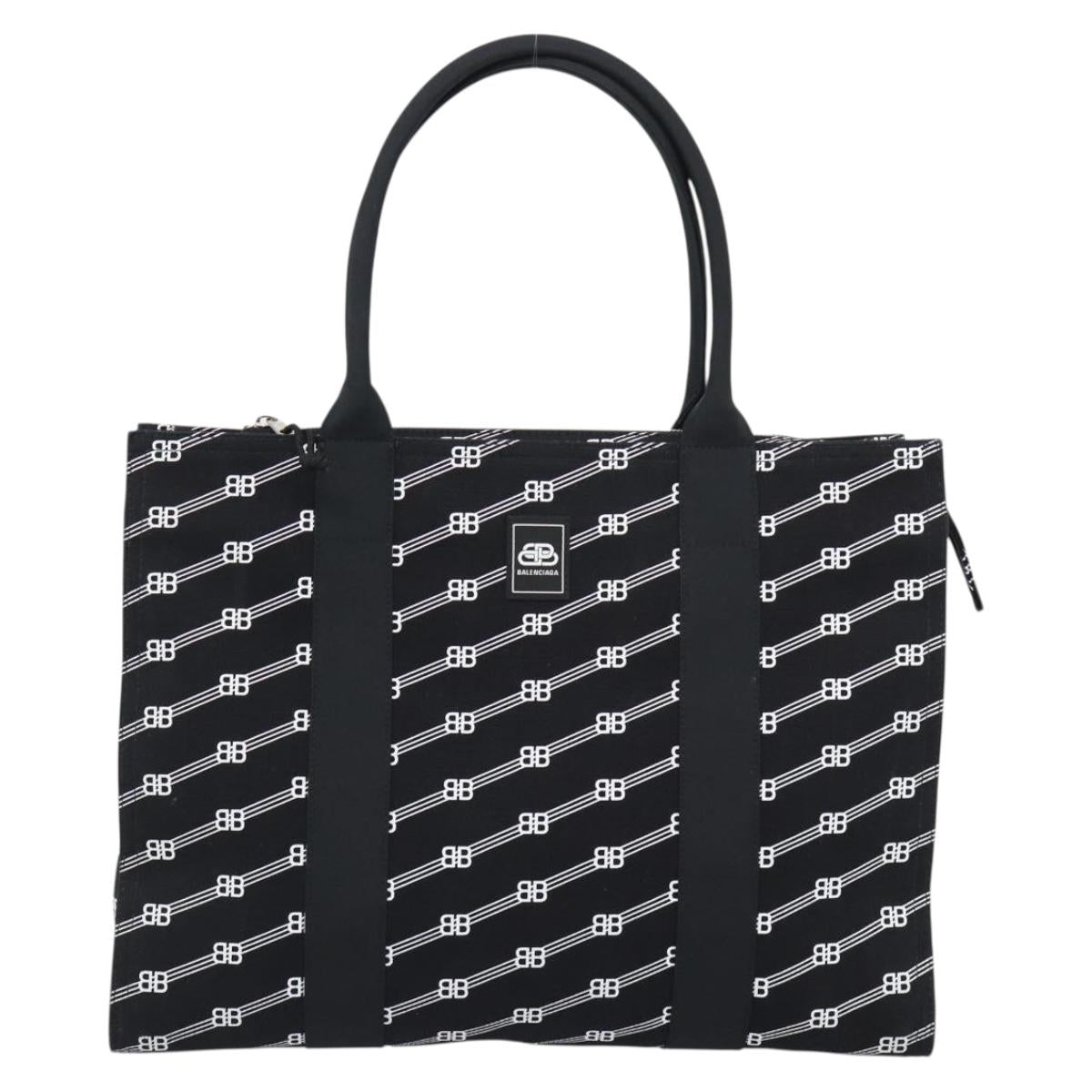BALENCIAGA Trade Tote Bag Canvas Black Silver 621826 Auth 186183M