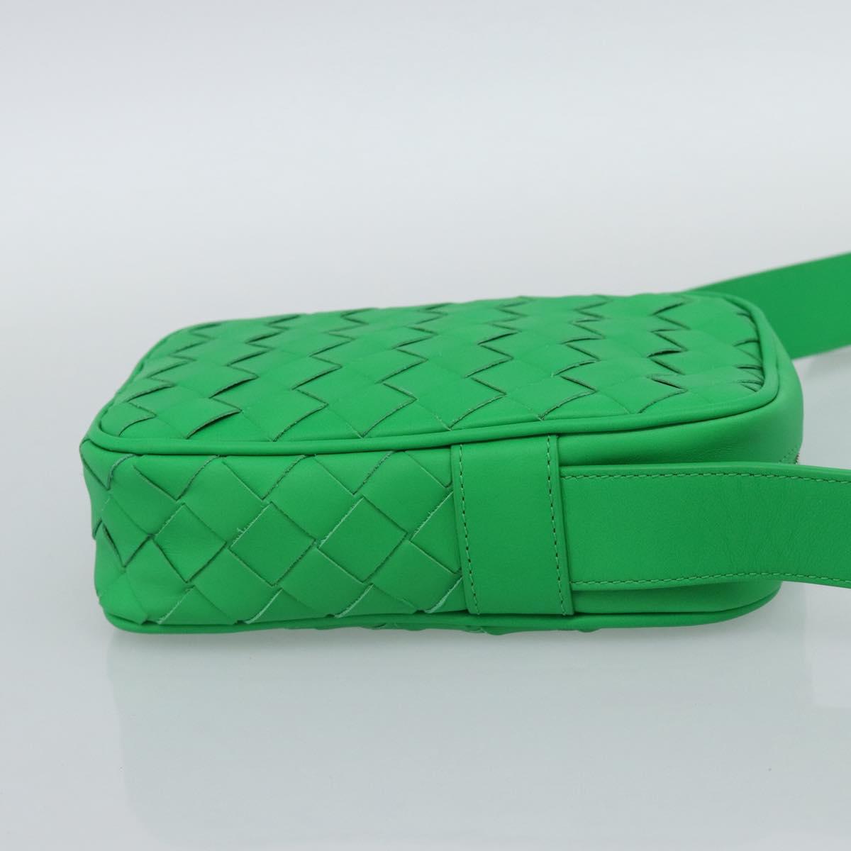 BOTTEGA VENETA INTRECCIATO Shoulder Bag Leather Green Silver Auth 186185M