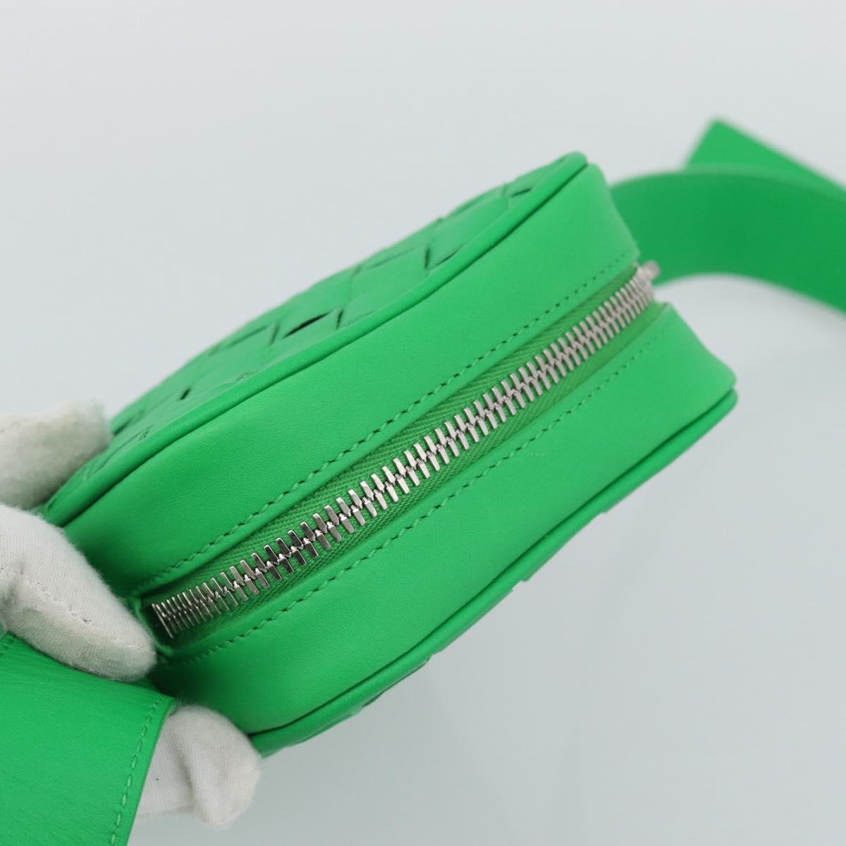 BOTTEGA VENETA INTRECCIATO Shoulder Bag Leather Green Silver Auth 186185M