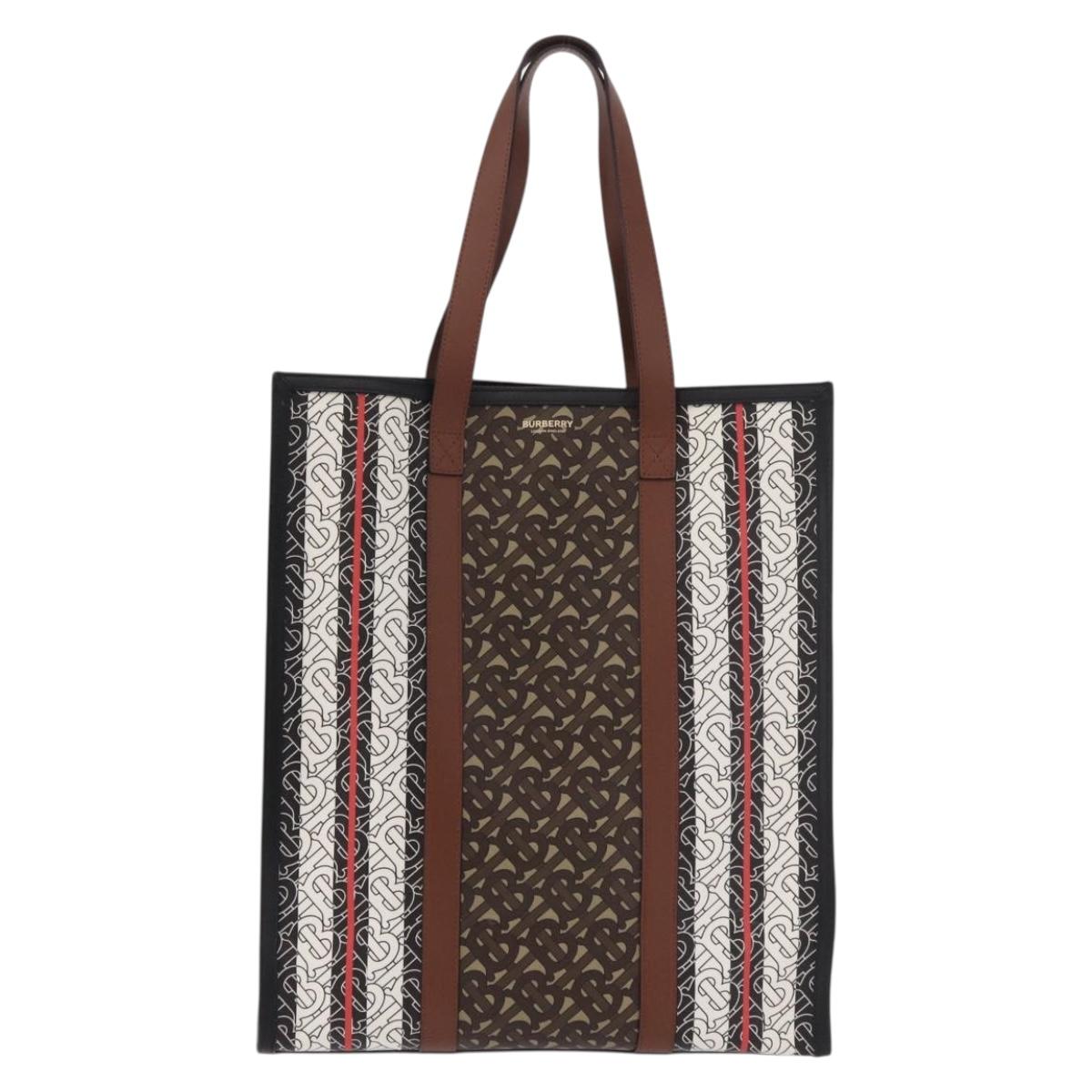BURBERRY Tote Bag PVC Leather Brown Gold Auth 186186M