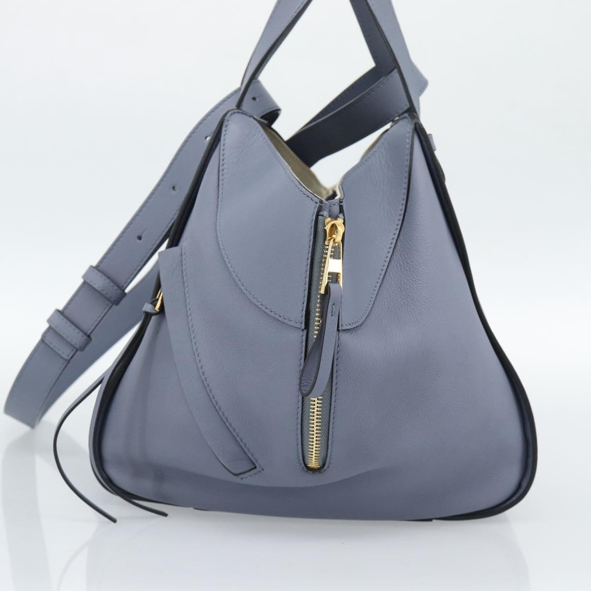 LOEWE Hammock Small Hand Bag Leather 2way Light Blue Gold Auth 186188SM