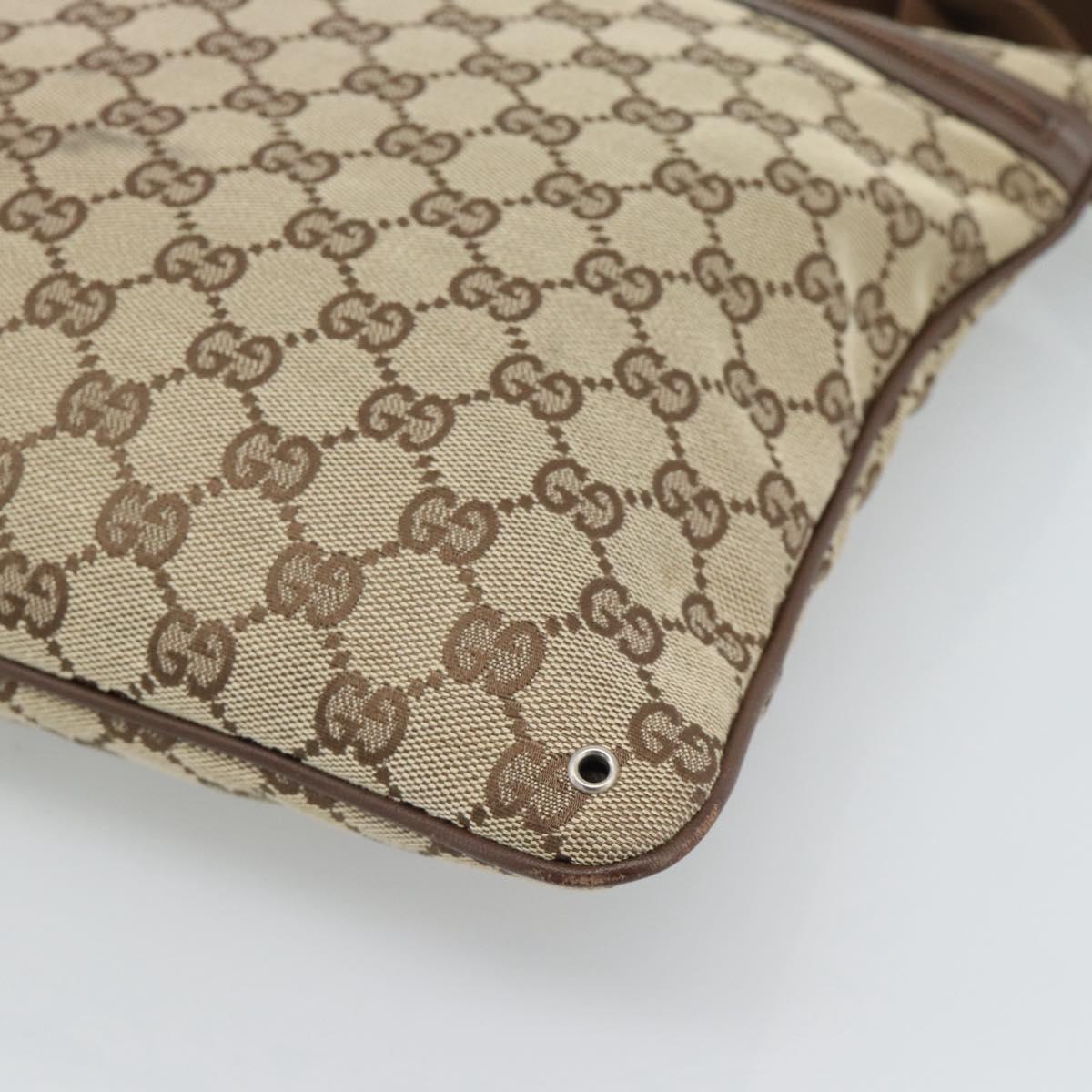 GUCCI GG Canvas Shoulder Bag Beige Silver 90477 Auth 186195A