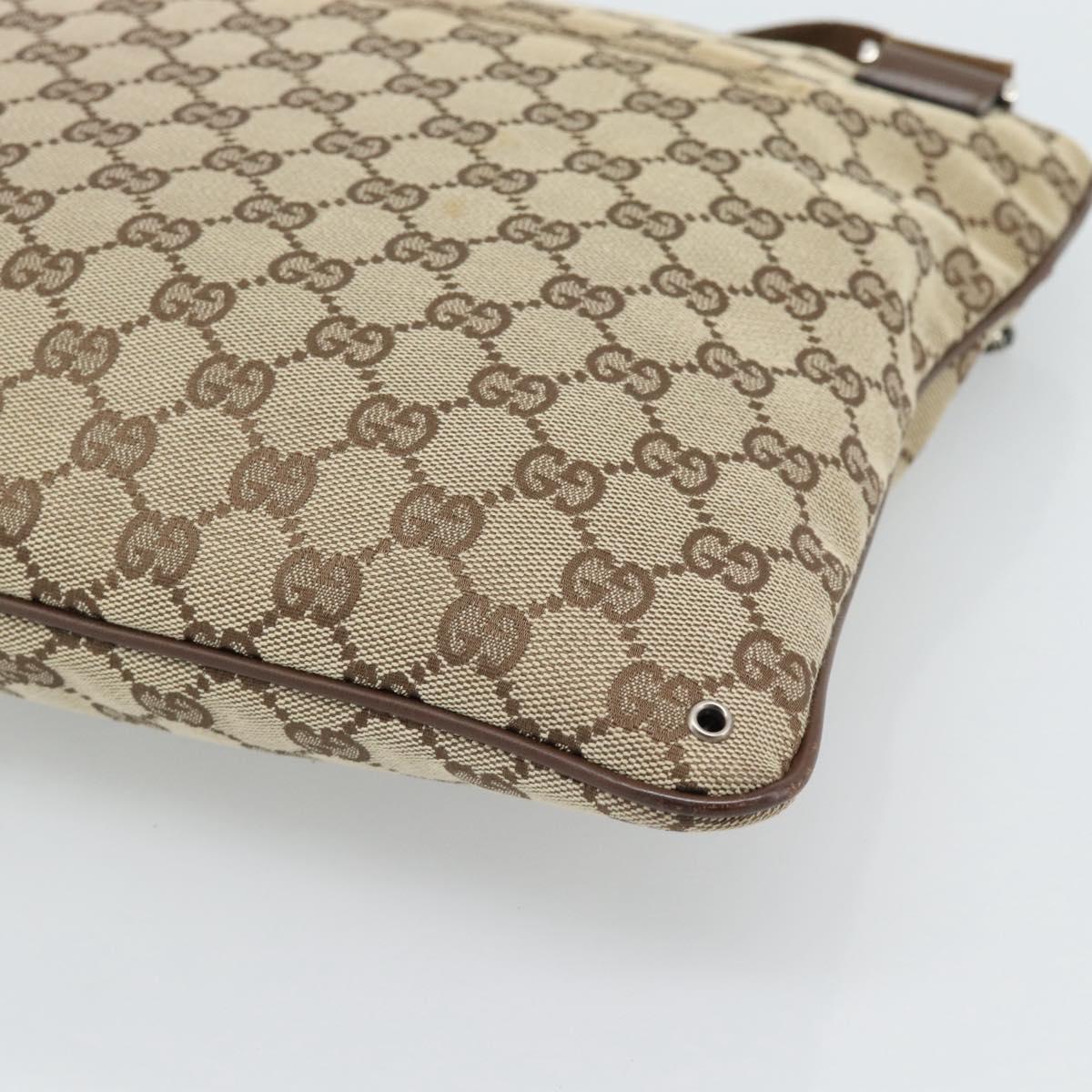 GUCCI GG Canvas Shoulder Bag Beige Silver 90477 Auth 186195A