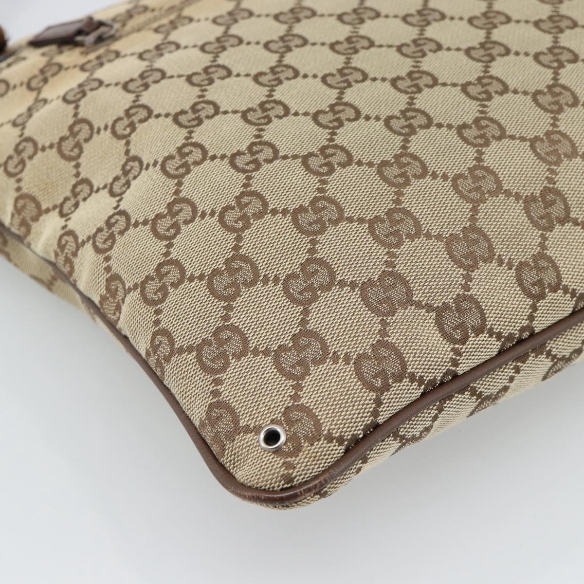 GUCCI GG Canvas Shoulder Bag Beige Silver 90477 Auth 186195A