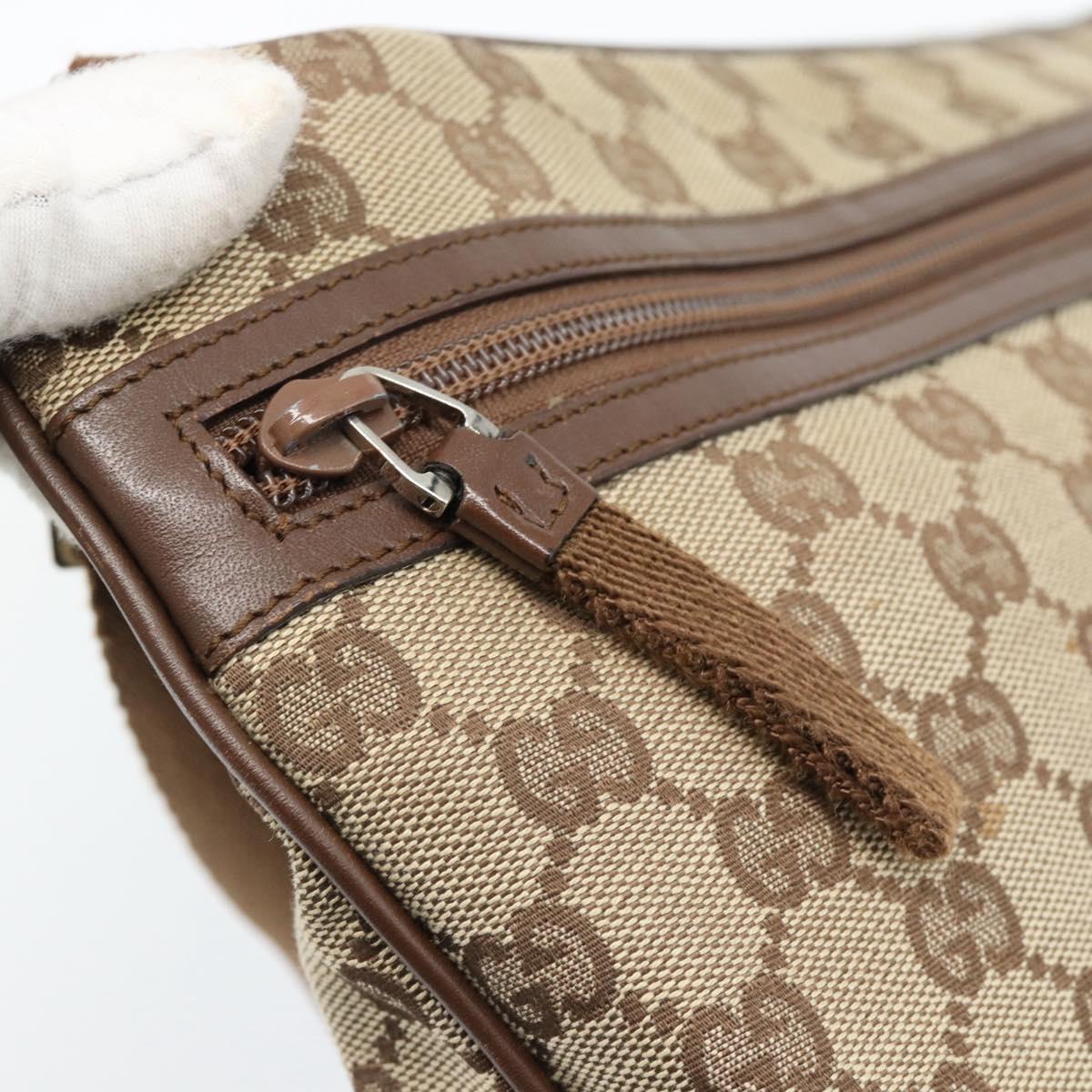 GUCCI GG Canvas Shoulder Bag Beige Silver 90477 Auth 186195A