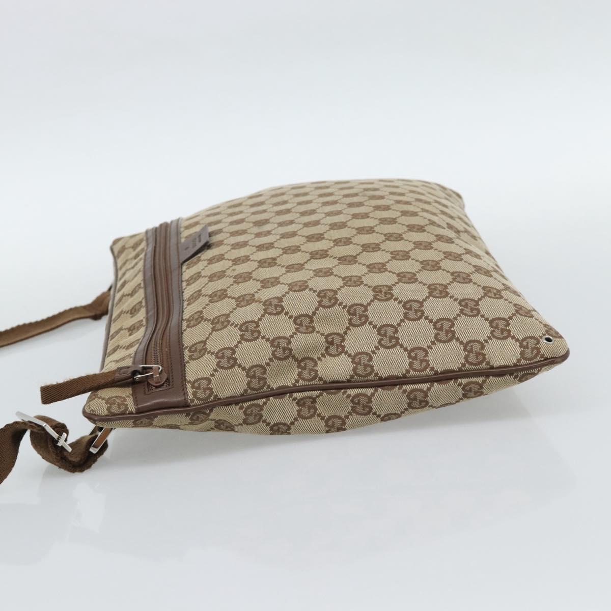 GUCCI GG Canvas Shoulder Bag Beige Silver 90477 Auth 186195A