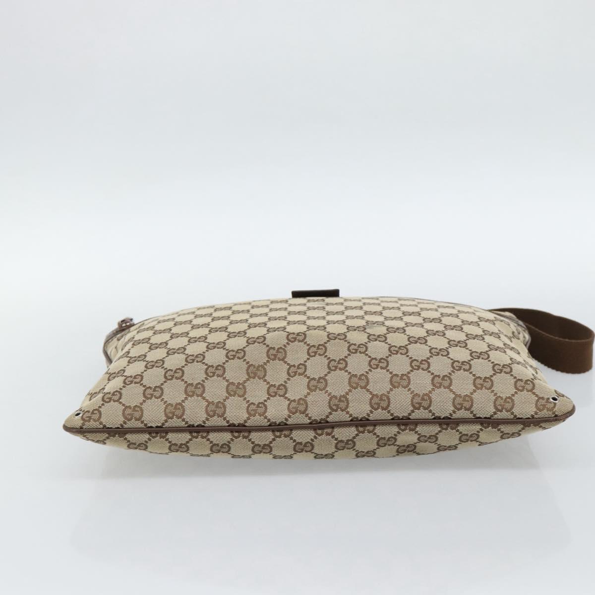 GUCCI GG Canvas Shoulder Bag Beige Silver 90477 Auth 186195A