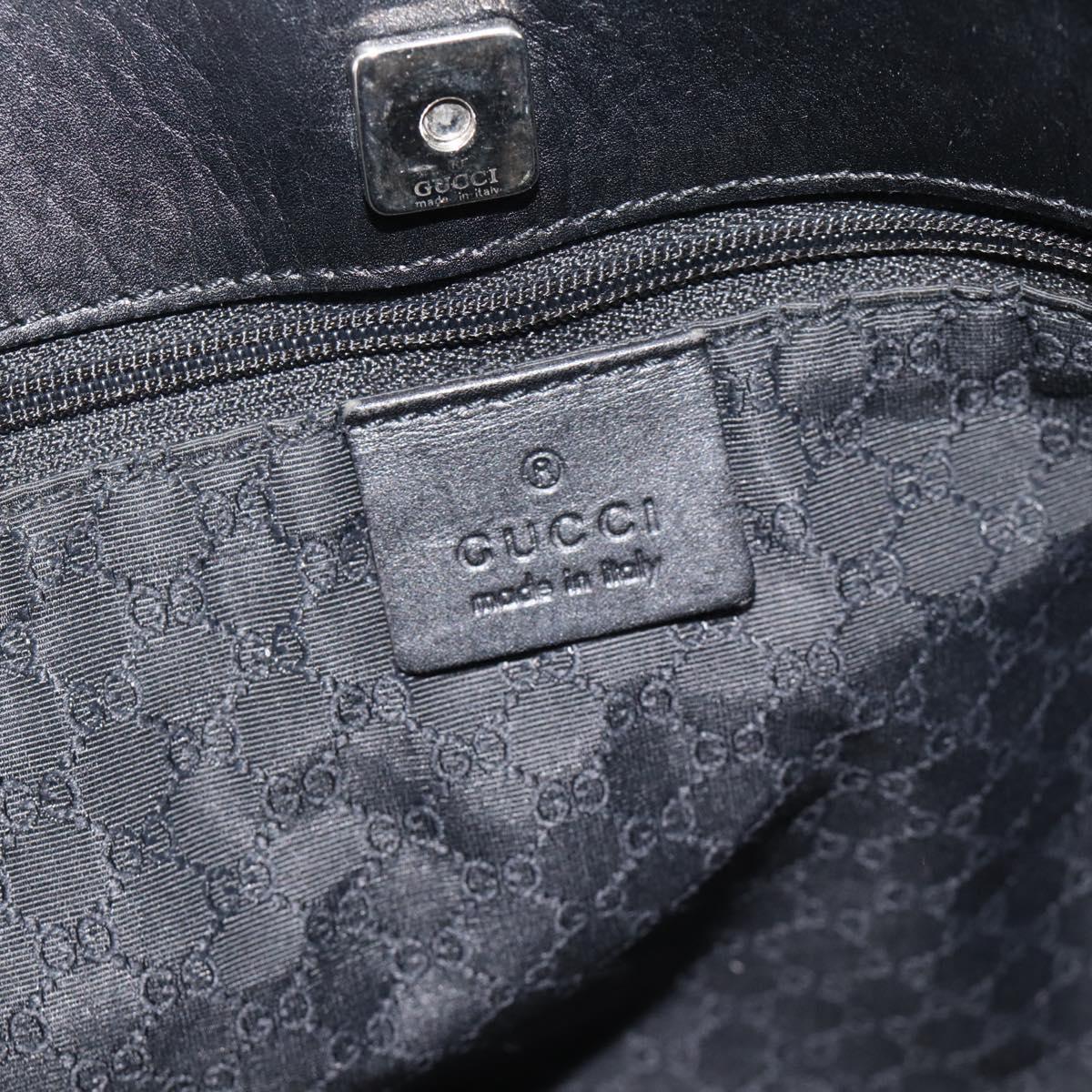 GUCCI Web Sherry Line Tote Bag Leather Black Silver Red 73983 Auth 186196A