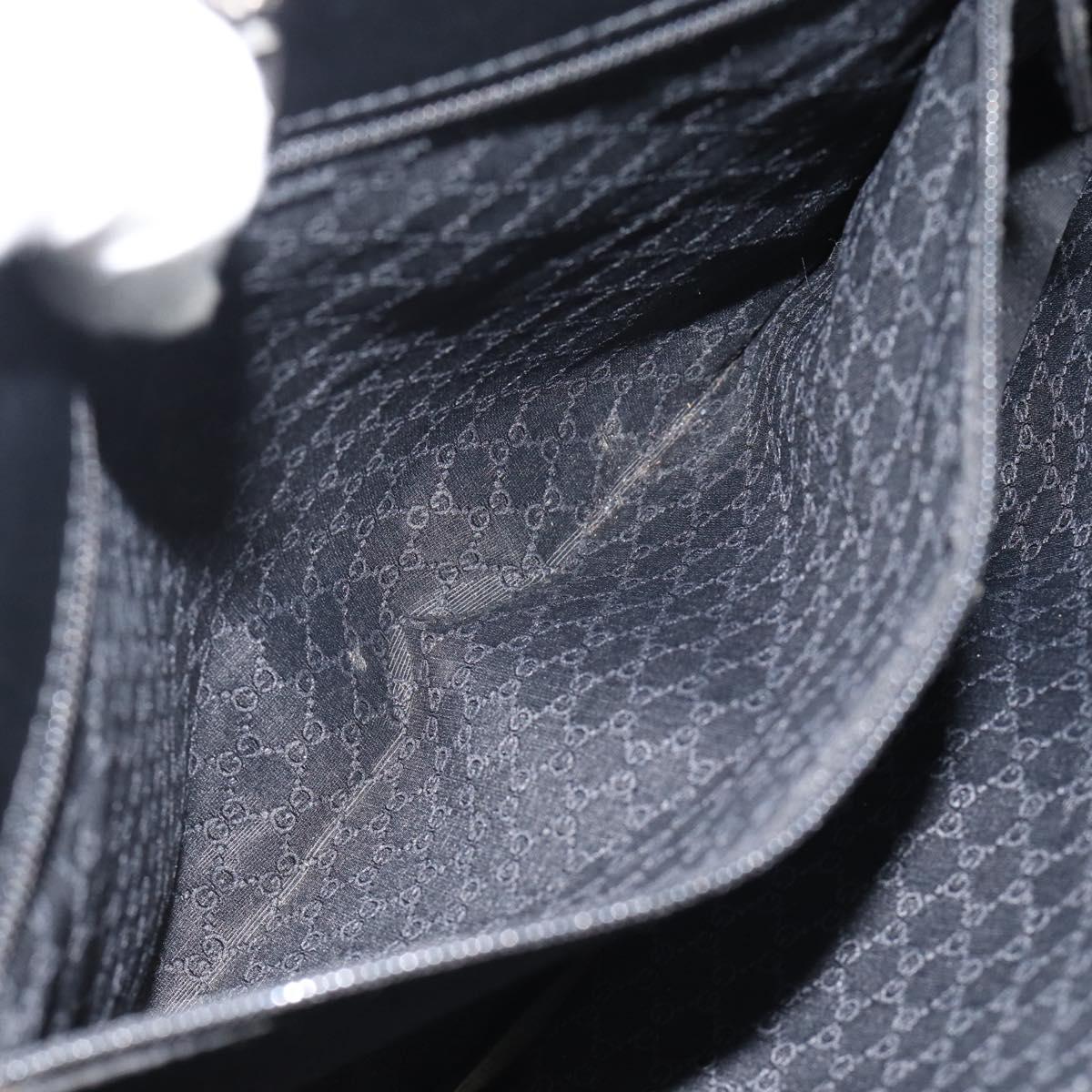 GUCCI Web Sherry Line Tote Bag Leather Black Silver Red 73983 Auth 186196A
