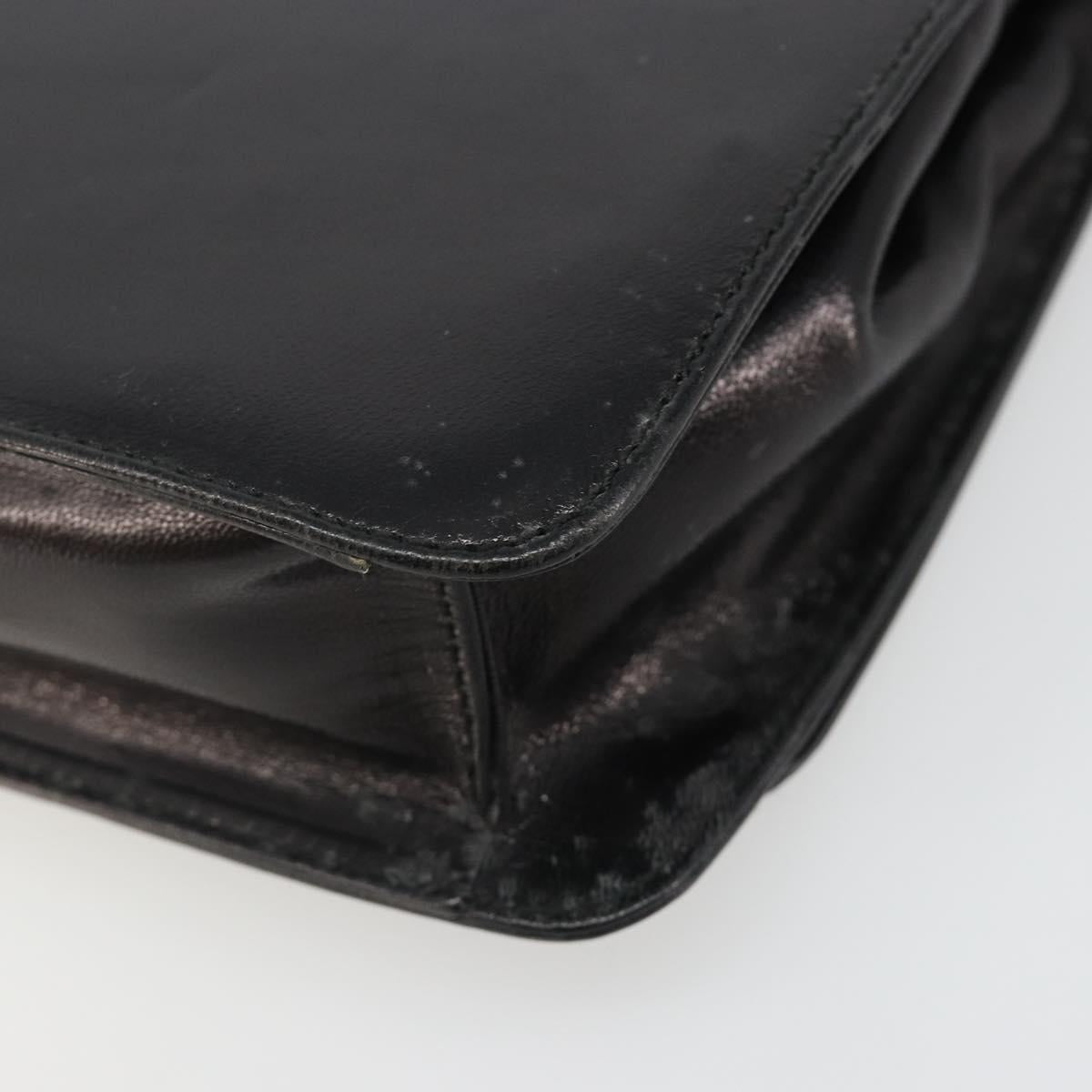 PRADA Chain Shoulder Bag Leather Black Silver Auth 186197A
