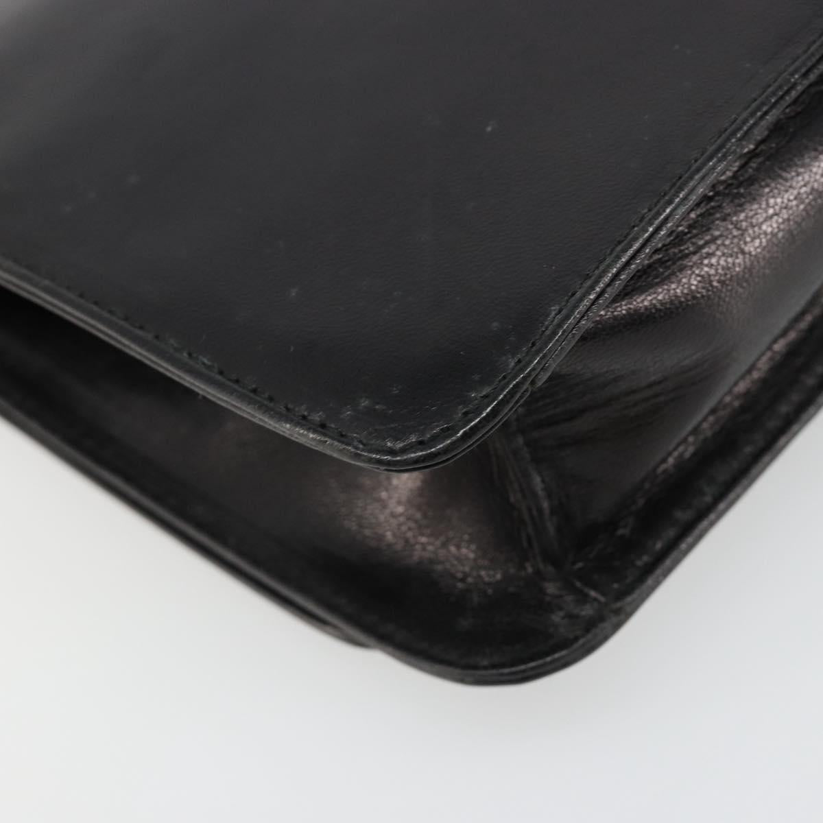 PRADA Chain Shoulder Bag Leather Black Silver Auth 186197A