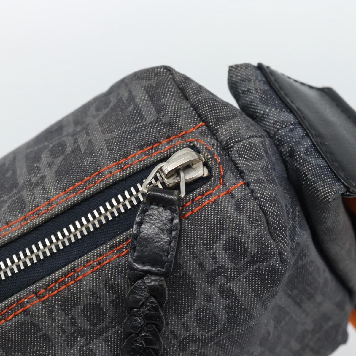 Christian Dior Trotter Canvas Flight Shoulder Bag Gray Silver Auth 186198V