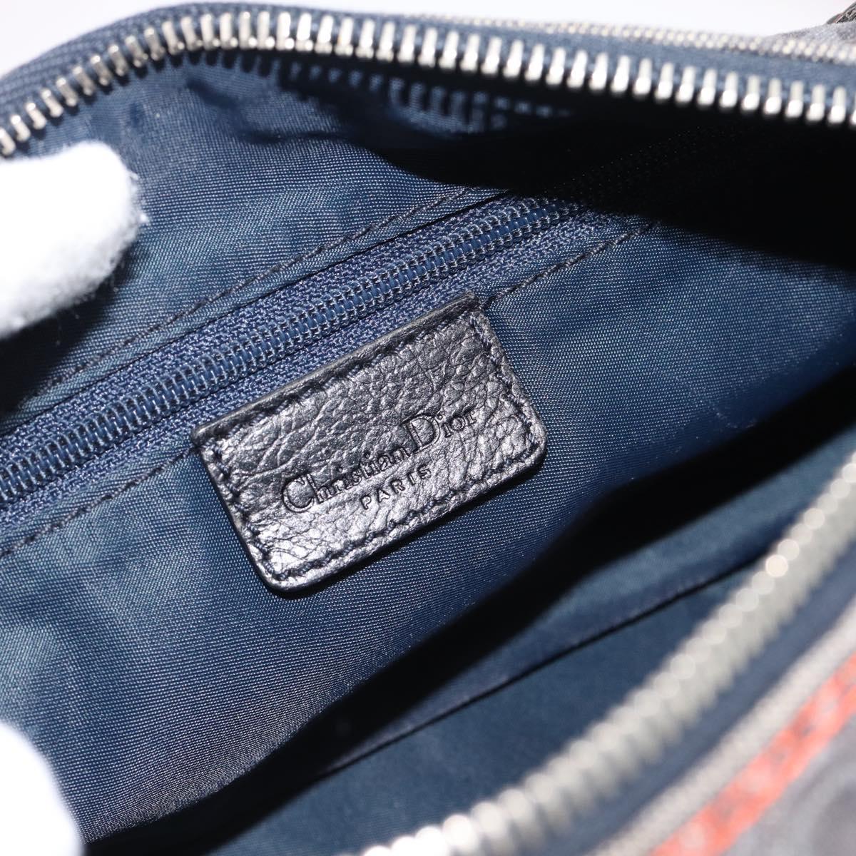 Christian Dior Trotter Canvas Flight Shoulder Bag Gray Silver Auth 186198V