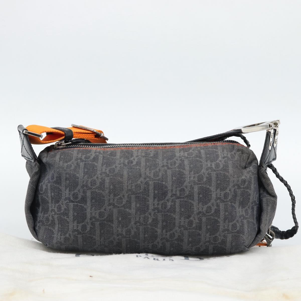 Christian Dior Trotter Canvas Flight Shoulder Bag Gray Silver Auth 186198V