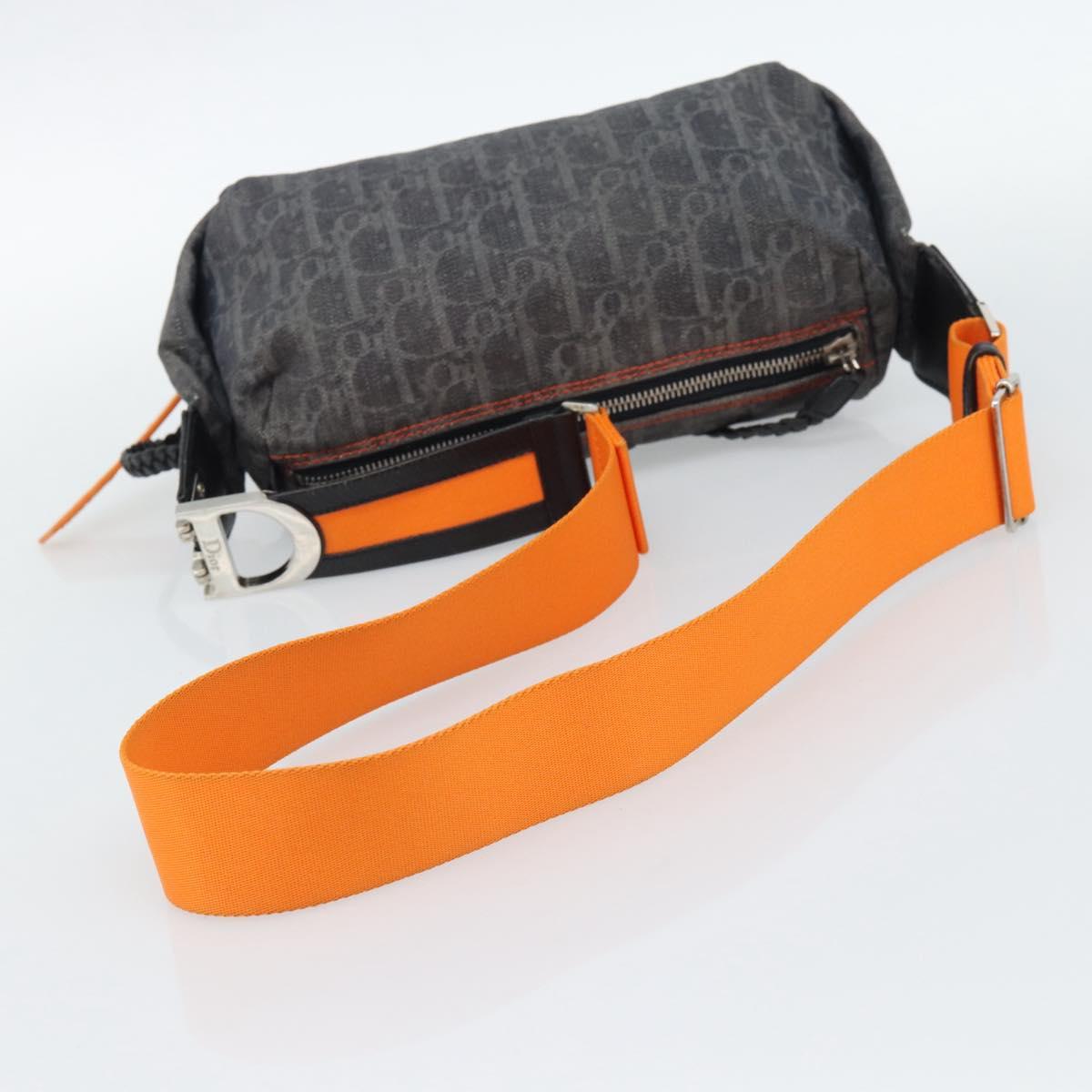 Christian Dior Trotter Canvas Flight Shoulder Bag Gray Silver Auth 186198V