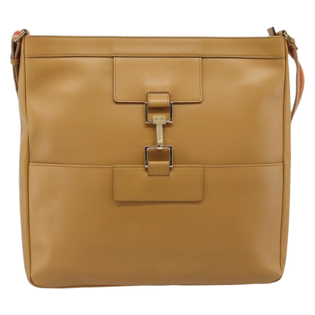GUCCI Sherry Line Shoulder Bag Leather Brown Gold 001 4094 Auth 186199A
