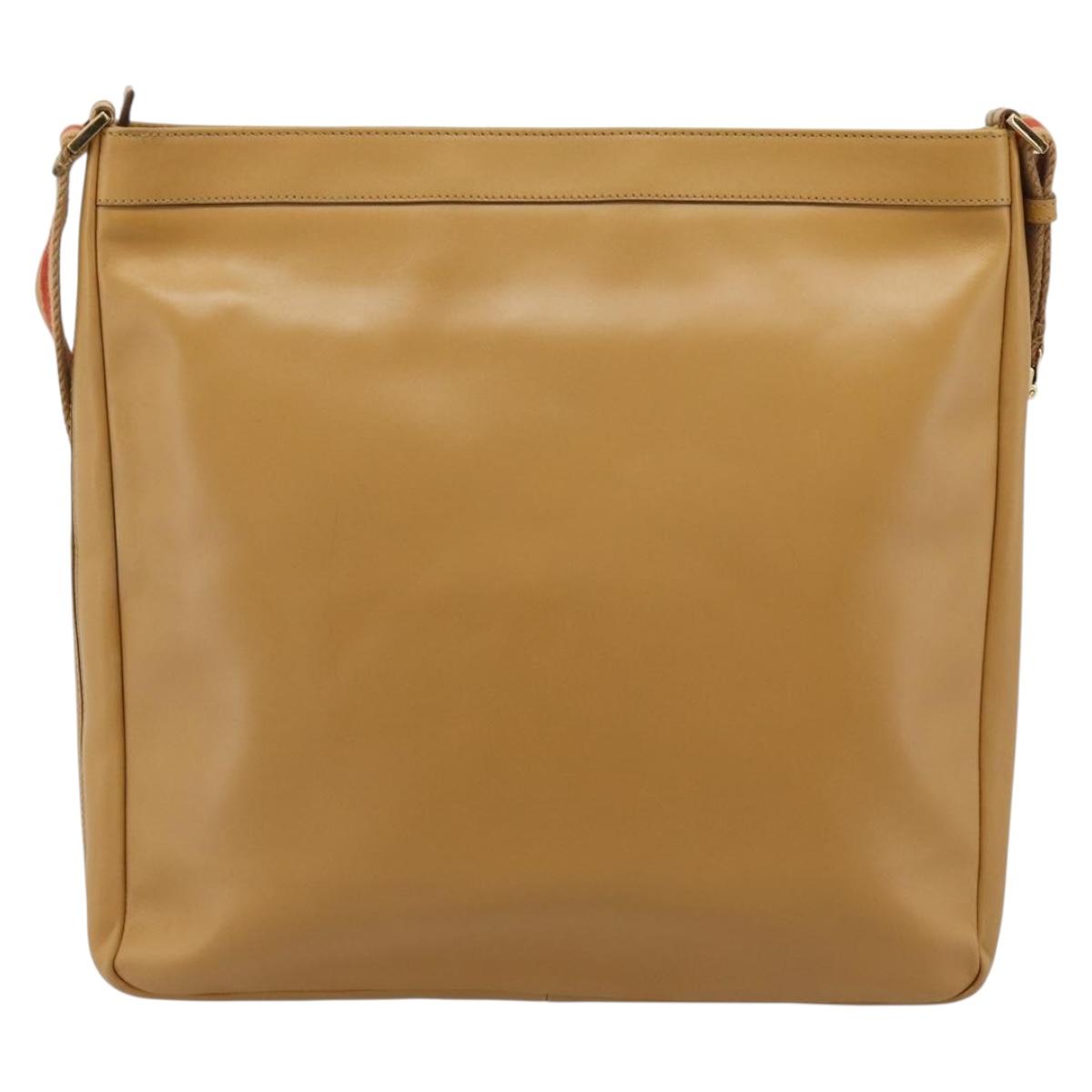 GUCCI Sherry Line Shoulder Bag Leather Brown Gold 001 4094 Auth 186199A